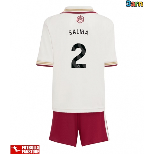 Arsenal William Saliba #2 Tredje Tröja Barn 2025-26 Kortärmad (+ Korta byxor)