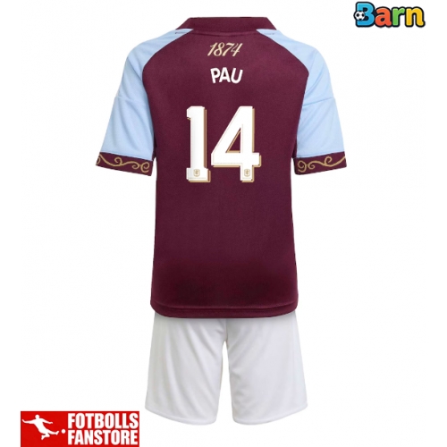Aston Villa Pau Torres #14 Hemmatröja Barn 2025-26 Kortärmad (+ Korta byxor)