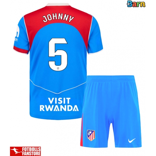 Atletico Madrid Johnny Cardoso #5 Tredje Tröja Barn 2025-26 Kortärmad (+ Korta byxor)