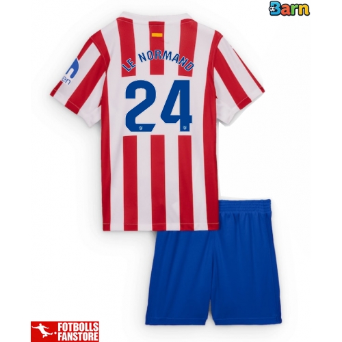 Atletico Madrid Robin Le Normand #24 Hemmatröja Barn 2025-26 Kortärmad (+ Korta byxor)