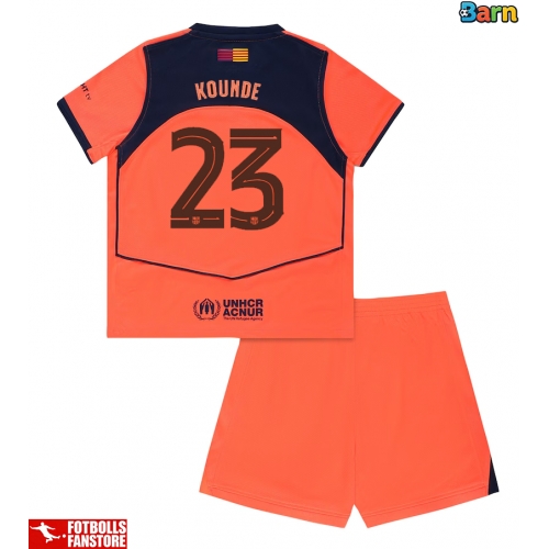 Barcelona Jules Kounde #23 Tredje Tröja Barn 2025-26 Kortärmad (+ Korta byxor)