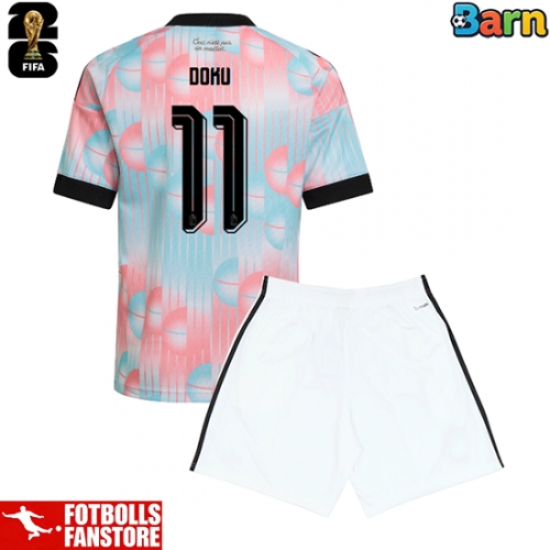 Belgien Jeremy Doku #11 Bortatröja Barn VM 2026 Kortärmad (+ Korta byxor)