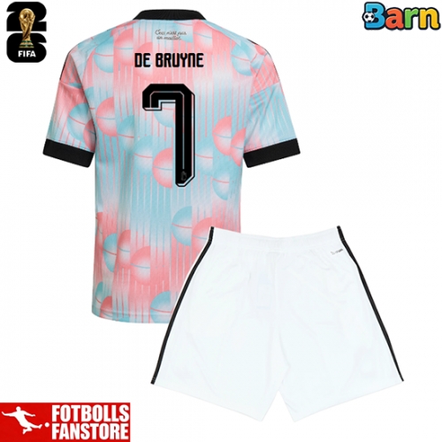 Belgien Kevin De Bruyne #7 Bortatröja Barn VM 2026 Kortärmad (+ Korta byxor)