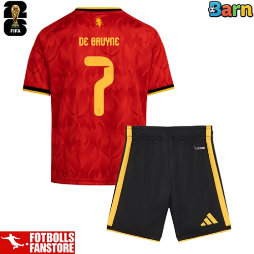 Belgien Kevin De Bruyne #7 Hemmatröja Barn VM 2026 Kortärmad (+ Korta byxor)