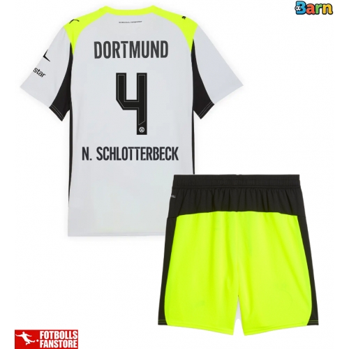 Borussia Dortmund Nico Schlotterbeck #4 Bortatröja Barn 2025-26 Kortärmad (+ Korta byxor)