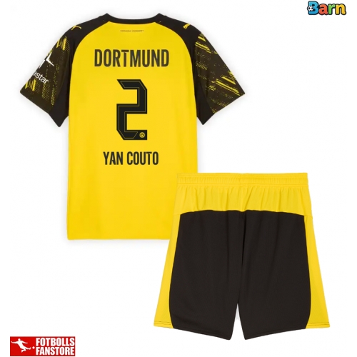 Borussia Dortmund Yan Couto #2 Hemmatröja Barn 2025-26 Kortärmad (+ Korta byxor)