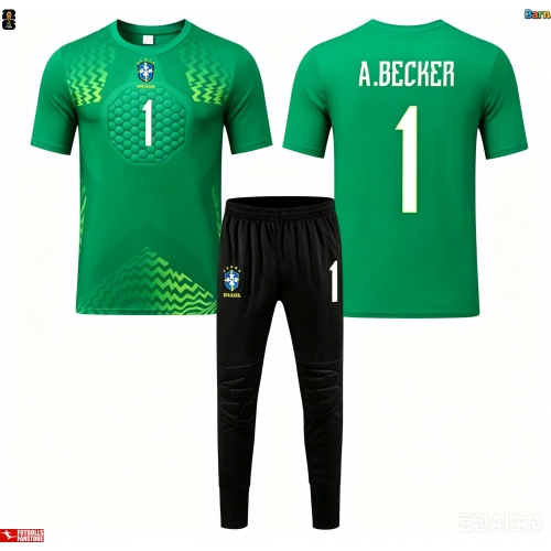 Brasilien Alisson Becker #1 Målvakt Bortatröja Barn VM 2026 Kortärmad (+ Korta byxor)