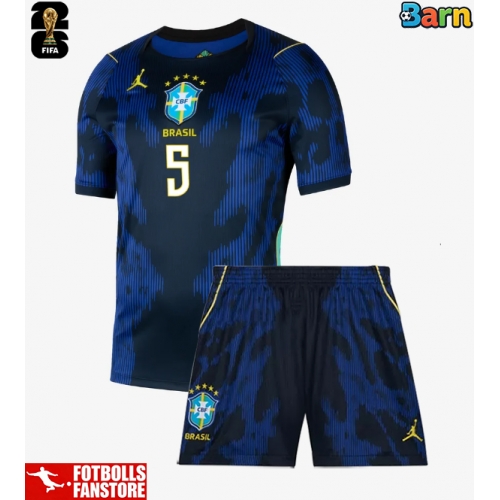 Brasilien Casemiro #5 Bortatröja Barn VM 2026 Kortärmad (+ Korta byxor)