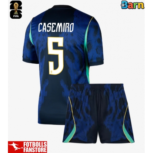 Brasilien Casemiro #5 Bortatröja Barn VM 2026 Kortärmad (+ Korta byxor)