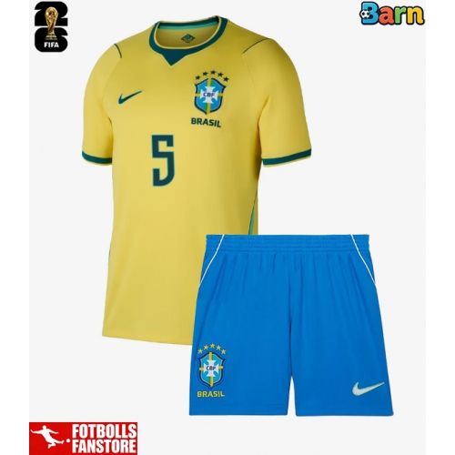 Brasilien Casemiro #5 Hemmatröja Barn VM 2026 Kortärmad (+ Korta byxor)