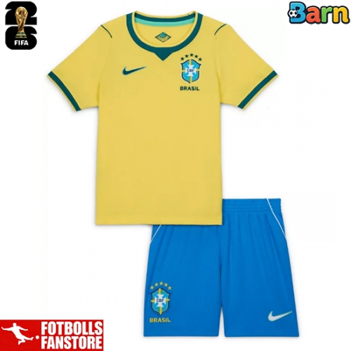 Brasilien Hemmatröja Barn VM 2026 Kortärmad (+ Korta byxor)