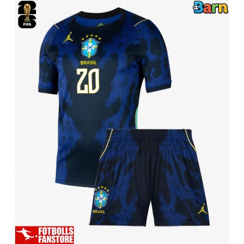 Brasilien Lucas Paqueta #20 Bortatröja Barn VM 2026 Kortärmad (+ Korta byxor)