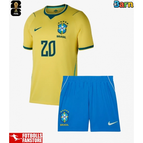 Brasilien Lucas Paqueta #20 Hemmatröja Barn VM 2026 Kortärmad (+ Korta byxor)