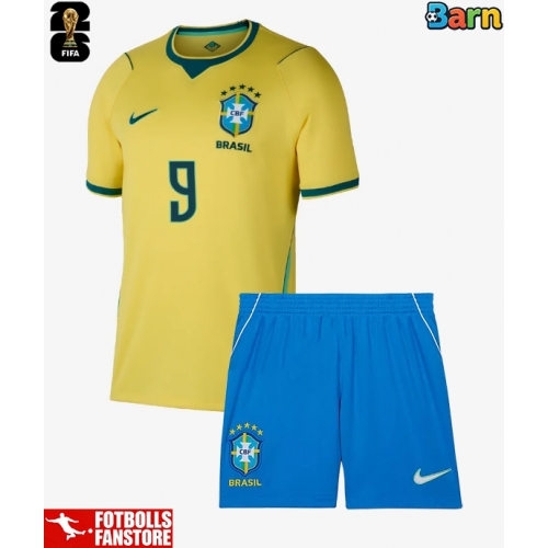 Brasilien Matheus Cunha #9 Hemmatröja Barn VM 2026 Kortärmad (+ Korta byxor)