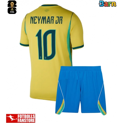 Brasilien Neymar Jr #10 Hemmatröja Barn VM 2026 Kortärmad (+ Korta byxor)