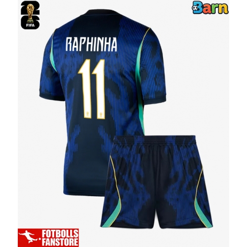 Brasilien Raphinha Belloli #11 Bortatröja Barn VM 2026 Kortärmad (+ Korta byxor)