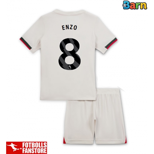 Chelsea Enzo Fernandez #8 Bortatröja Barn 2025-26 Kortärmad (+ Korta byxor)