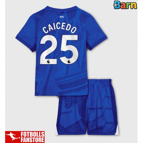 Chelsea Moises Caicedo #25 Hemmatröja Barn 2025-26 Kortärmad (+ Korta byxor)