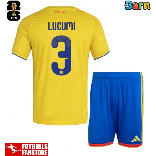 Colombia Jhon Lucumi #3 Hemmatröja Barn VM 2026 Kortärmad (+ Korta byxor)