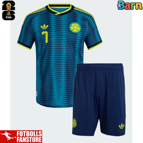 Colombia Luis Diaz #7 Bortatröja Barn VM 2026 Kortärmad (+ Korta byxor)