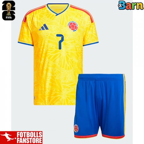 Colombia Luis Diaz #7 Hemmatröja Barn VM 2026 Kortärmad (+ Korta byxor)