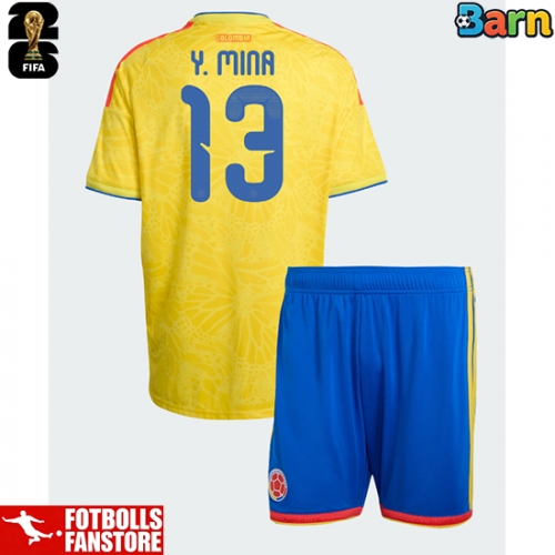 Colombia Yerry Mina #13 Hemmatröja Barn VM 2026 Kortärmad (+ Korta byxor)