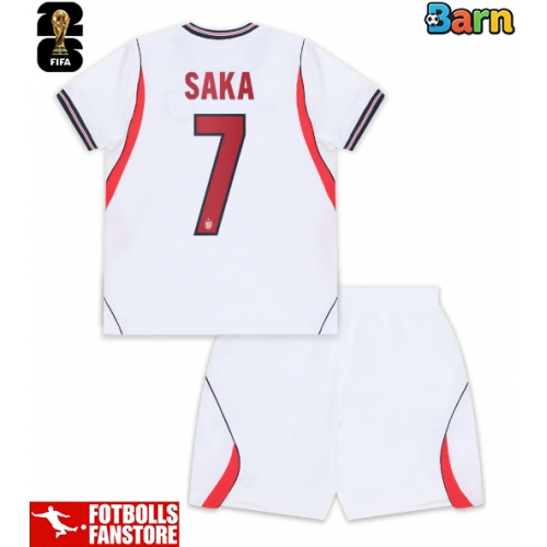 England Bukayo Saka #7 Hemmatröja Barn VM 2026 Kortärmad (+ Korta byxor)