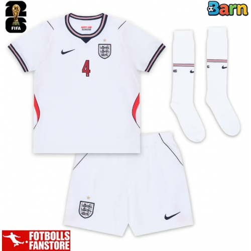 England Declan Rice #4 Hemmatröja Barn VM 2026 Kortärmad (+ Korta byxor)