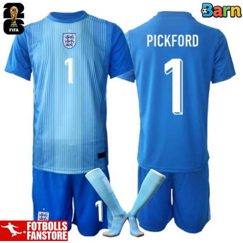 England Jordanien Pickford #1 Målvakt Hemmatröja Barn VM 2026 Kortärmad (+ Korta byxor)
