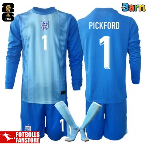 England Jordanien Pickford #1 Målvakt Hemmatröja Barn VM 2026 Långärmad (+ Korta byxor)
