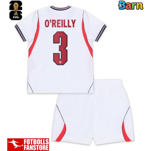 England Nico O'Reilly #3 Hemmatröja Barn VM 2026 Kortärmad (+ Korta byxor)