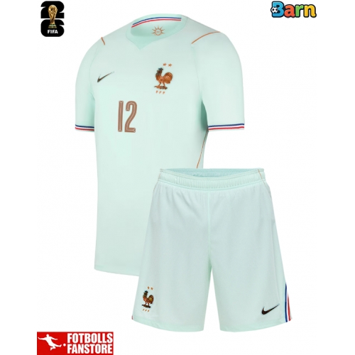 Frankrike Bradley Barcola #12 Bortatröja Barn VM 2026 Kortärmad (+ Korta byxor)