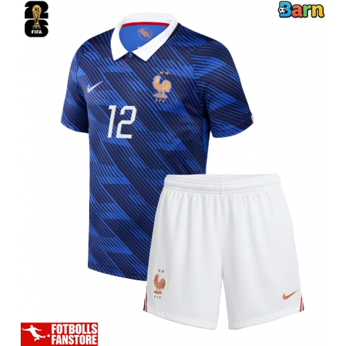 Frankrike Bradley Barcola #12 Hemmatröja Barn VM 2026 Kortärmad (+ Korta byxor)