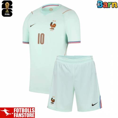 Frankrike Kylian Mbappe #10 Bortatröja Barn VM 2026 Kortärmad (+ Korta byxor)