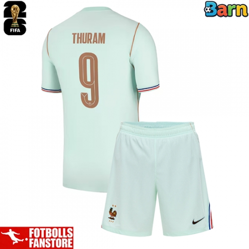 Frankrike Marcus Thuram #9 Bortatröja Barn VM 2026 Kortärmad (+ Korta byxor)