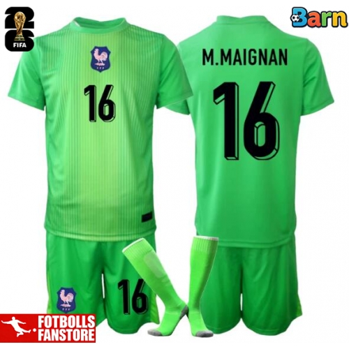 Frankrike Mike Maignan #16 Målvakt Bortatröja Barn VM 2026 Kortärmad (+ Korta byxor)