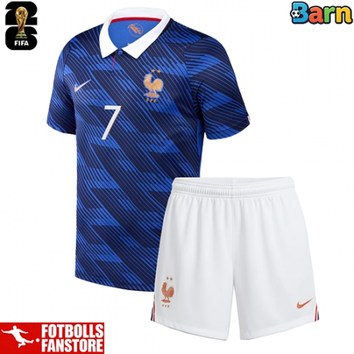 Frankrike Ousmane Dembele #7 Hemmatröja Barn VM 2026 Kortärmad (+ Korta byxor)