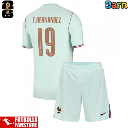 Frankrike Theo Hernandez #19 Bortatröja Barn VM 2026 Kortärmad (+ Korta byxor)