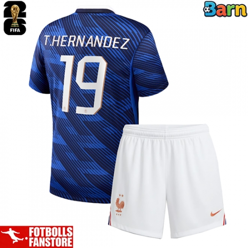 Frankrike Theo Hernandez #19 Hemmatröja Barn VM 2026 Kortärmad (+ Korta byxor)