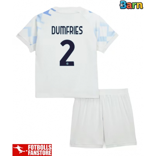 Inter Milan Denzel Dumfries #2 Bortatröja Barn 2025-26 Kortärmad (+ Korta byxor)