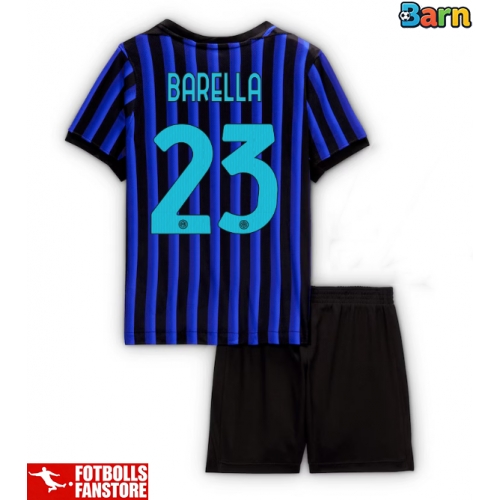 Inter Milan Nicolo Barella #23 Hemmatröja Barn 2025-26 Kortärmad (+ Korta byxor)