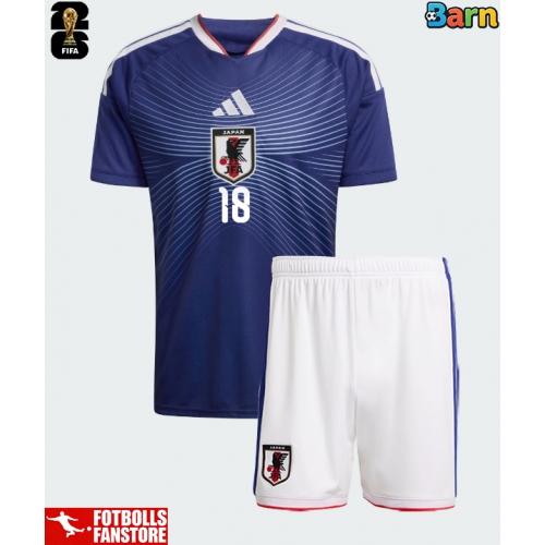 Japan Ayase Ueda #18 Hemmatröja Barn VM 2026 Kortärmad (+ Korta byxor)