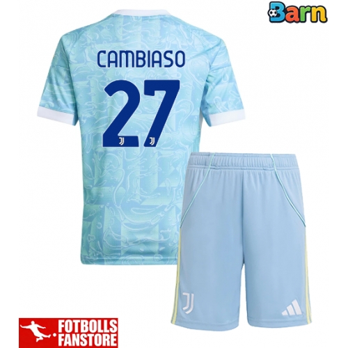 Juventus Andrea Cambiaso #27 Bortatröja Barn 2025-26 Kortärmad (+ Korta byxor)