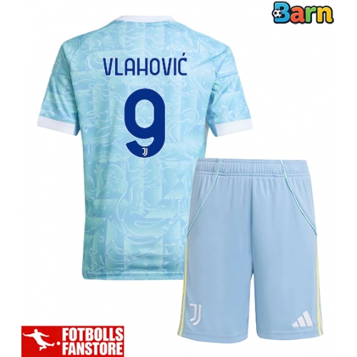 Juventus Dusan Vlahovic #9 Bortatröja Barn 2025-26 Kortärmad (+ Korta byxor)