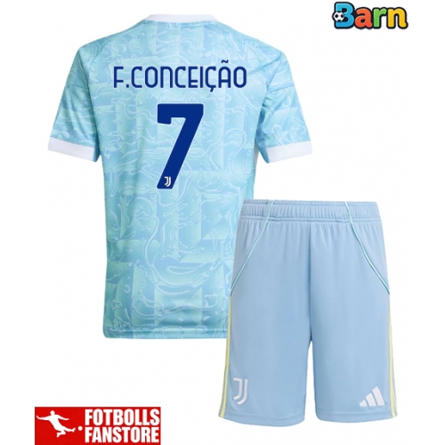 Juventus Francisco Conceicao #7 Bortatröja Barn 2025-26 Kortärmad (+ Korta byxor)