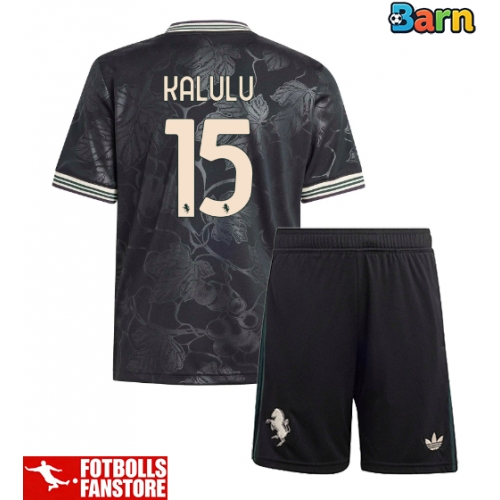 Juventus Pierre Kalulu #15 Tredje Tröja Barn 2025-26 Kortärmad (+ Korta byxor)