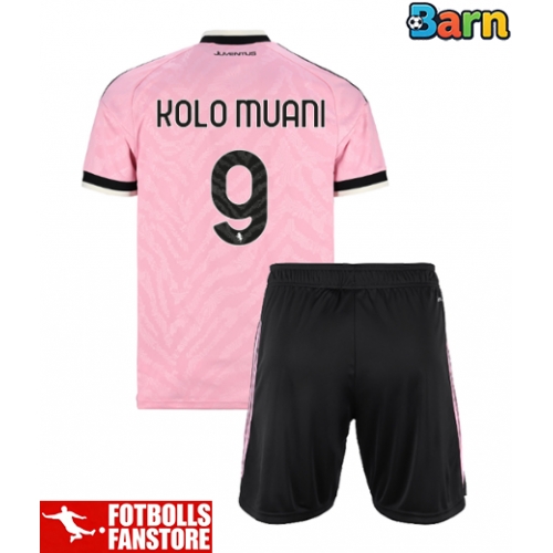 Juventus Randal Kolo Muani #9 Bortatröja Barn 2026-27 Kortärmad (+ Korta byxor)