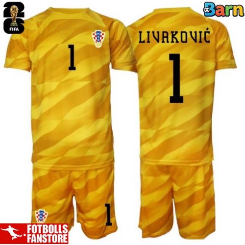 Kroatien Dominik Livakovic #1 Målvakt Hemmatröja Barn VM 2026 Kortärmad (+ Korta byxor)
