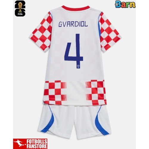 Kroatien Josko Gvardiol #4 Hemmatröja Barn VM 2026 Kortärmad (+ Korta byxor)