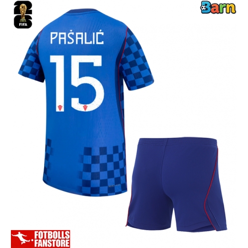 Kroatien Mario Pasalic #15 Bortatröja Barn VM 2026 Kortärmad (+ Korta byxor)